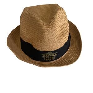 Havana Club Fedora Hat 100% Paper Straw Hat Cuban Run Liquor Brown Hat NWOT